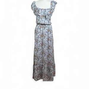Floral Ruffle Sleeve Maxi Dress